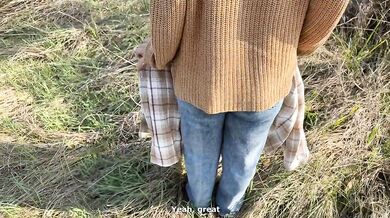 Big-ass blonde sucked a big dick and was fucked in the forest