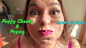 Puffy Cheeks & Posing - See How Big & Puffy Sydney Screams Cheeks Become as She Fills Her Mouth With Air and Poses in Her Sexy Hot Pink Shiny Dress - Face Fetish, Puffy Cheeks, Nose Pinching, Modeling, Posing - HD 1080 WMV