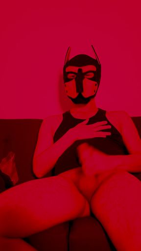 pup jerks off and release big load