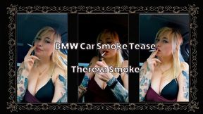 Driven Smoke Tease – Theresa Smoke Smokes in BMW Wearing Lingerie with Boob Focus, Blonde Hair and Car Domination Fetish