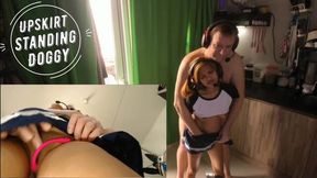 Upskirt View Standing Doggy Style Fucking Little Petite Asian Babe