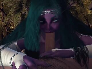 Night Elf Princess Give U a Blow job in the Garden POV CG Porn