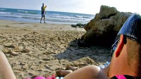 Beach Cuckold: Hot COUGAR cheats with stranger and fucks hubby