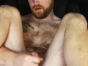 Jerking off, playing with my hole and shooting a big, thick load all over my fuzzy, ginger chest