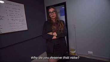 Super sexy secretary shows her big tits to the boss &ndash_ She makes him cum all over the office.