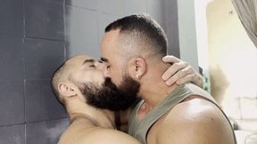 TWO HOT BEARDED GUYS KISSING IN THE KITCHEN WITH VERY DESIRE - BY DOUGLAS GREEN AND ADAM BEARD - CLIP 2