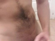 Hairy Guy Antonio West Wanking Uncut Cock Hard Standing