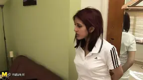 Student babe getting a hard lesson from mature teacher