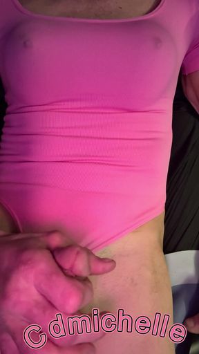Cdmichelle Wearing Pink Bodysuit Playing with Cock