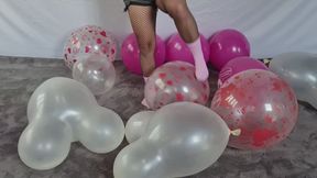 Mouse and Big Balloon stomping in stockings and socks