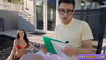 BANGBROS - Big Tit MILF Danae Mari Interrupts Nerdy Stepson&#039_s Study Session For Sex