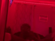 Masked teen jerks bbc off in long white socks