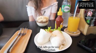 Bangkok Hangover Blowjob Huge Cumshot on Slim Teen Tits