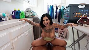 Big-boobed slut Azzy Star gets fucked in the laundry room