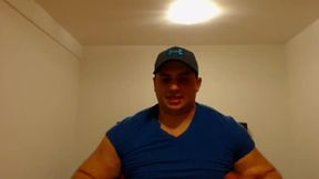 Large Dude in Blue Vneck Shirt