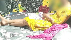 Resting Girl Think I Am Her Husband She Wears a Yellow Kurta Without Pajama