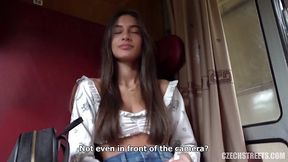 Slender Czech brunette girl gets fucked on the train