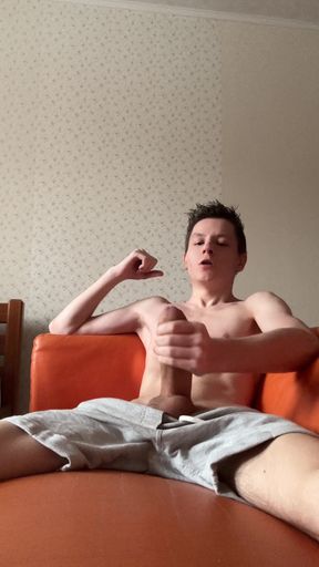 Twink Student Evgeny Has Fun After Study with His 23 Cm Cock and Cums