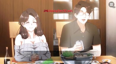 Wife gets creampied by neighbor right at dinner in hentai game