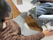 【20代男子】AV見ながらオナニーするヘンタイな男子大学生！座ったまま大量射精で床にぶっかけてしまう♡