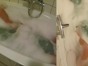 Playtime in bath with mesh underwear, ass play and cum