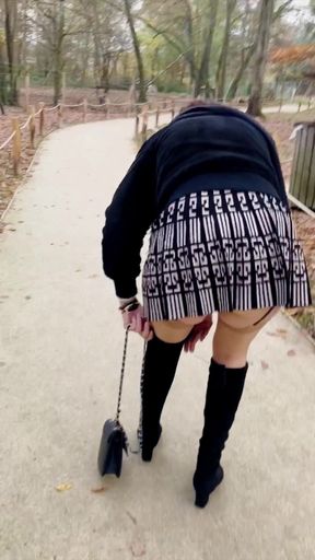 Lady Oups Outdoor Flashing in Mini Skirt and Buttplug