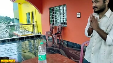 Bengali bhabhi in flowing saree sneaks into devar's room during family gathering and takes rough creampie in doggy position