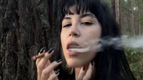 Enjoying a delicious cigar on the trail