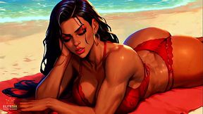 Ebony beauty shakes huge 3D booty in endless beach twerk