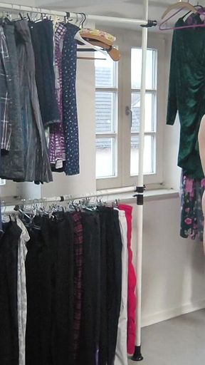 Hanging up Laundry Naked