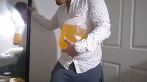 Chubby tight fitted shirt starts Chugging away