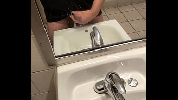 Jerking off in public restroom