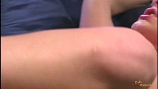 The slender brunette makes her husband watch her hardcore fucking with another man.