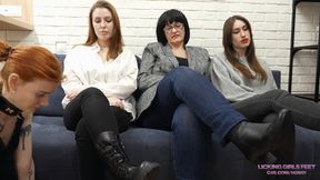 ANGELA, AURORA, SARAH - Boot cleaner and human ashtray for three Mistresses (4K)