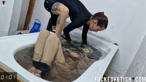 4K NEW Helen Star bathtub scuba submissive humiliation mafia Yessica Bunny 837