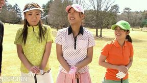 jav game show in the golf field of tokyo with 3 sexies japaneses girls
