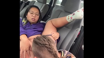 Pretty Asian girlfriend eats pussy in public and gets an orgasm