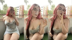 No makeup & Glasses, smoking a marlboro red - smokingrapunzel - cigarette girl