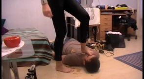 Big girl punishes slave