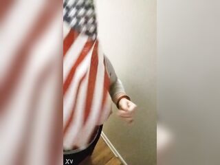 Betty Reddd waves the flag with her breasts