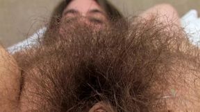 Hairy pussy babe Brooke strips down to show off her amazing fur