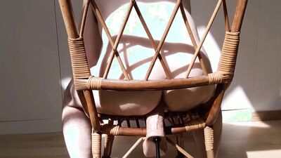 Perverted amateur bloke shoves his ass with a huge dildo