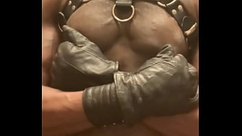 Solo Muscle Leather Chest Harness Encased Titplay &amp_ Horny Wank