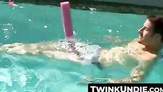 TwinkUndie.com - Zack and Mike's poolside uncut cock jack off session