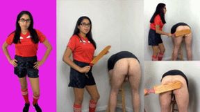 Soccer girl eRica paddles the coach’s ass for horrible decision making!