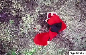 Latina shemale enjoys fucking the pussy of princess in castle