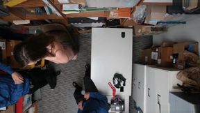 teen 18+ Thief Tag Teamed By Security Guards In The Back Office