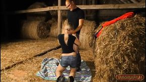Farmer Fucks Naive Blonde Student in the Straw