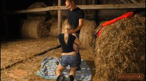 Farmer Fucks Naive Blonde Student in the Straw