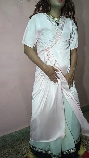 My sexy gorgeous satin nighty and saree blouse